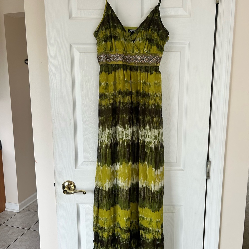 Green and Black Maxi Dress